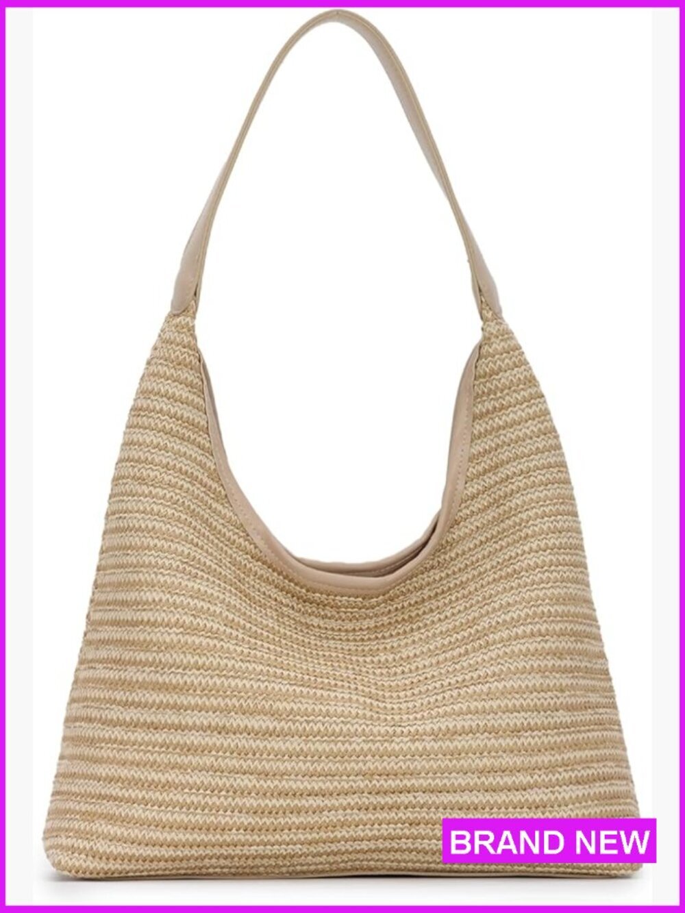 Woven Straw Bucket Tote Bag Summer Beach Vacation Handbag Casual Hippie Satchel
